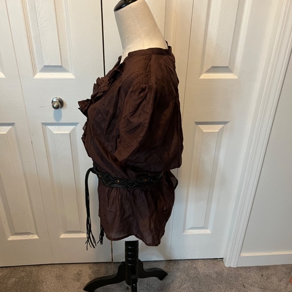 Bebe size L silk blend shirt with belt - Picture 5 of 14